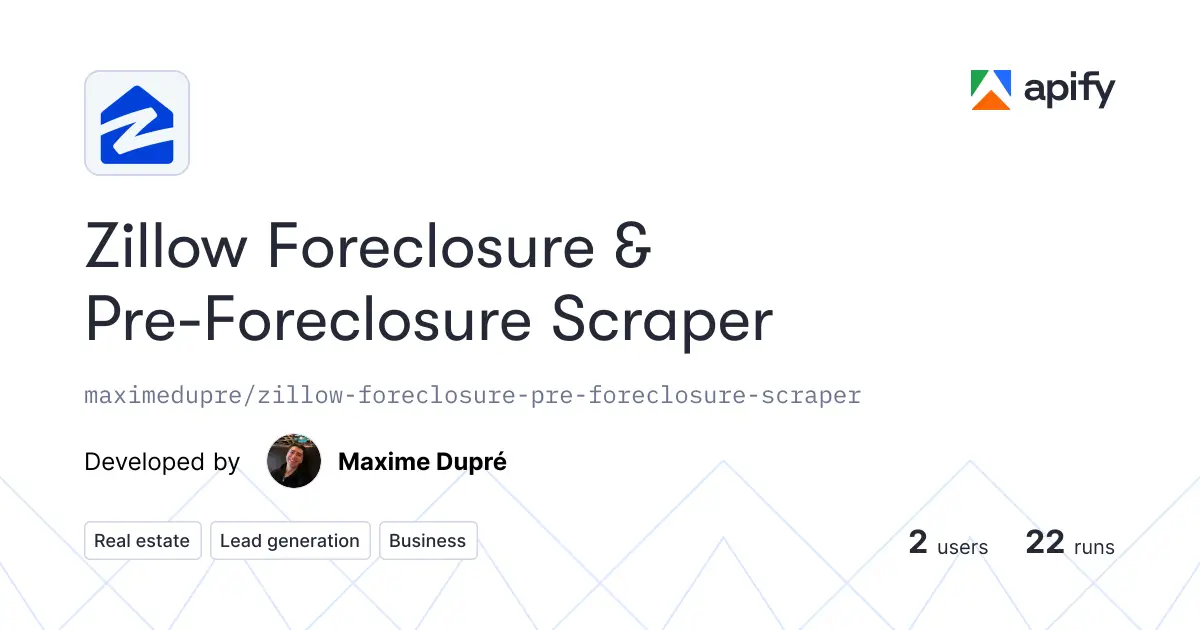 Zillow Foreclosure And Pre-Foreclosure Scraper product image