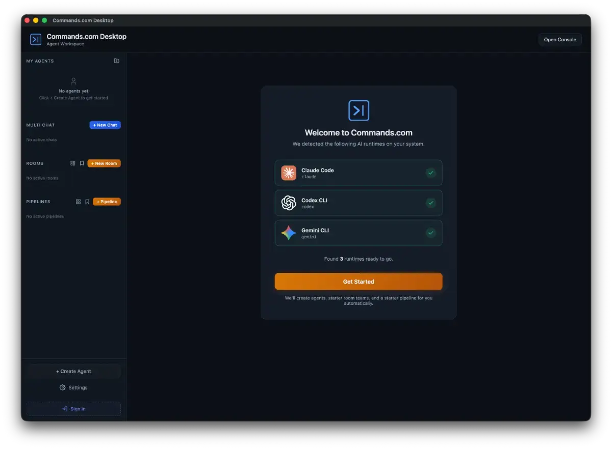 Commands: Agent Workspace image number 01