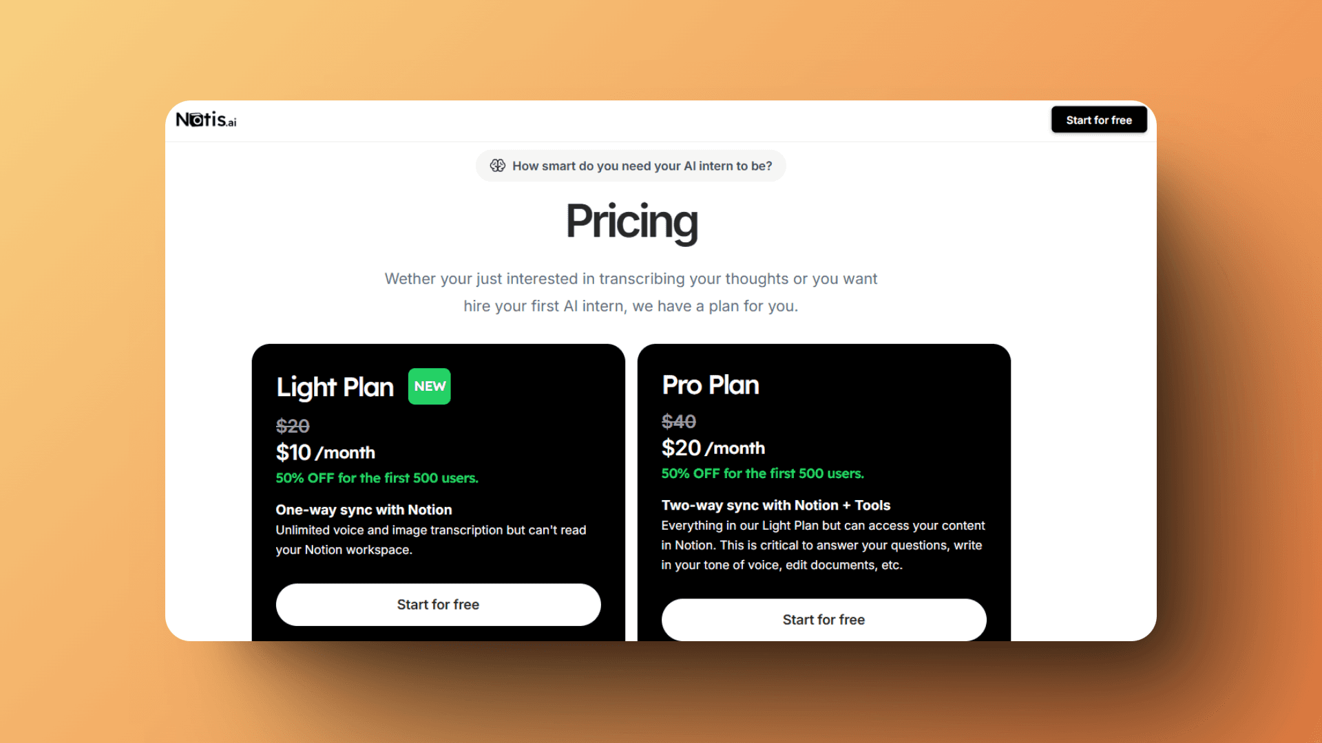 Notis.ai pricing